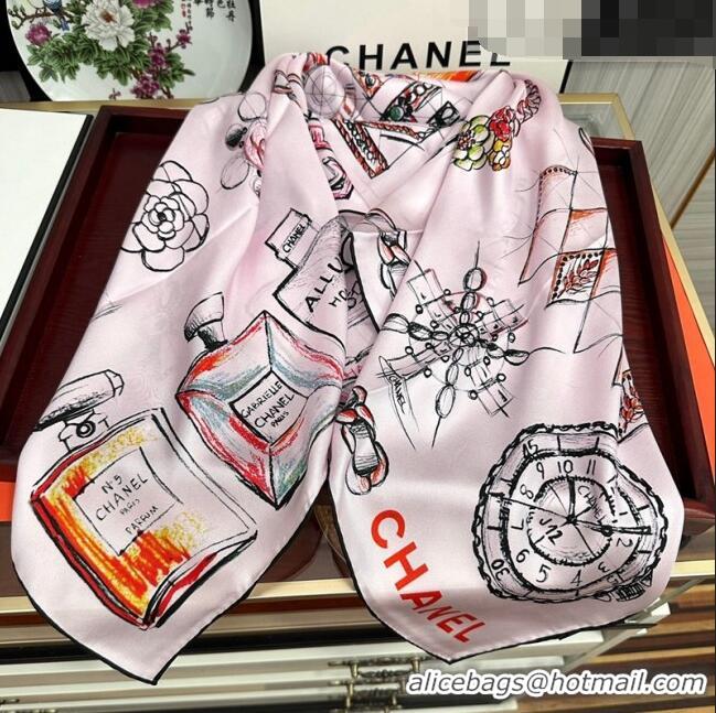 Reasonable Price Chanel Bottle Silk Square Scarf 90cm CH3087 Light Pink 2023