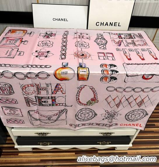 Reasonable Price Chanel Bottle Silk Square Scarf 90cm CH3087 Light Pink 2023