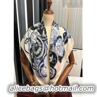 Inexpensive Chanel Badge Silk Square Scarf 90cm CH3089 Beige 2023