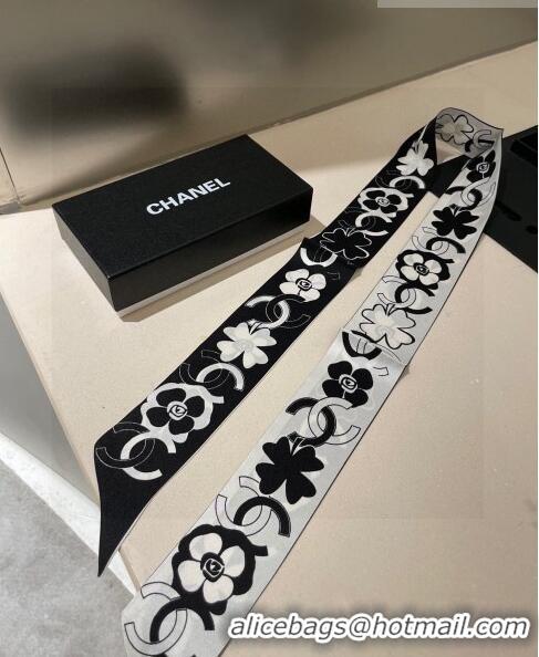 Promotional Chanel Silk Bandeau Scarf H71501 White/Black 2023