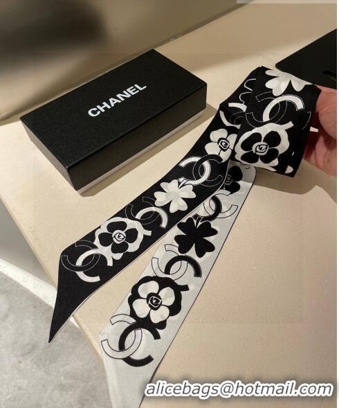 Promotional Chanel Silk Bandeau Scarf H71501 White/Black 2023