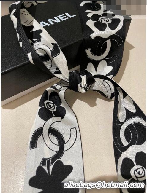 Promotional Chanel Silk Bandeau Scarf H71501 White/Black 2023