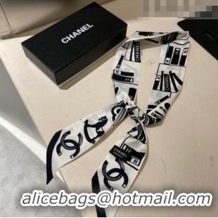 Good Looking Chanel Silk Bandeau Scarf H71502 White 2023