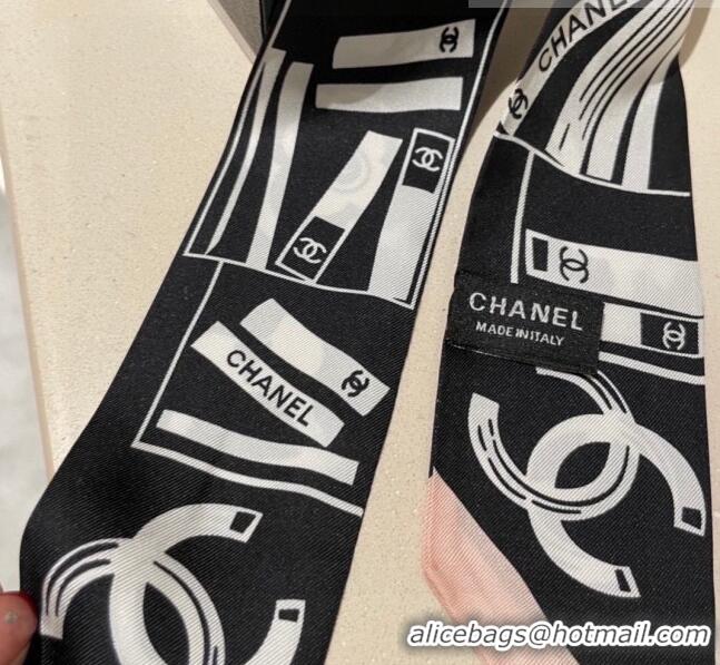 Well Crafted Chanel Silk Bandeau Scarf H71503 Black 2023