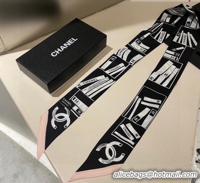 Well Crafted Chanel Silk Bandeau Scarf H71503 Black 2023