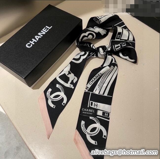 Well Crafted Chanel Silk Bandeau Scarf H71503 Black 2023