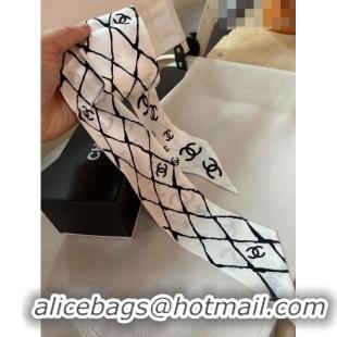 Good Looking Chanel Silk Bandeau Scarf H71504 White 2023