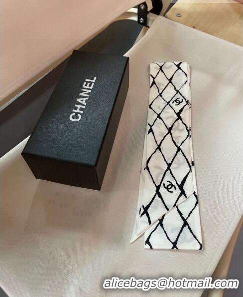 Good Looking Chanel Silk Bandeau Scarf H71504 White 2023