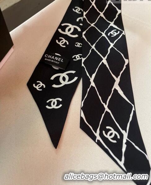 Buy Fashionable Chanel Silk Bandeau Scarf H71505 Black 2023