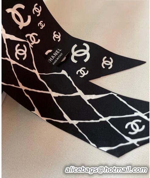 Buy Fashionable Chanel Silk Bandeau Scarf H71505 Black 2023