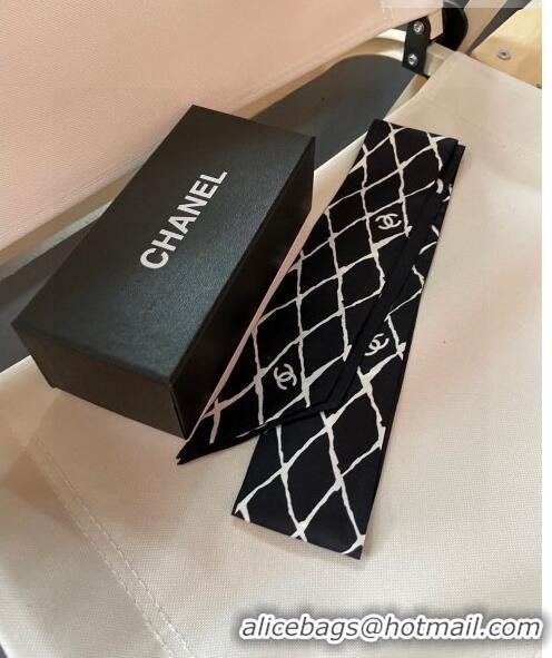 Buy Fashionable Chanel Silk Bandeau Scarf H71505 Black 2023