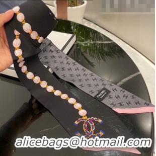 Most Popular Chanel Silk Bandeau Scarf H71509 Black/Grey 2023