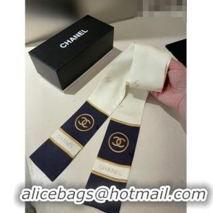 Top Quality Chanel Silk Bandeau Scarf H71511 White/Black 2023