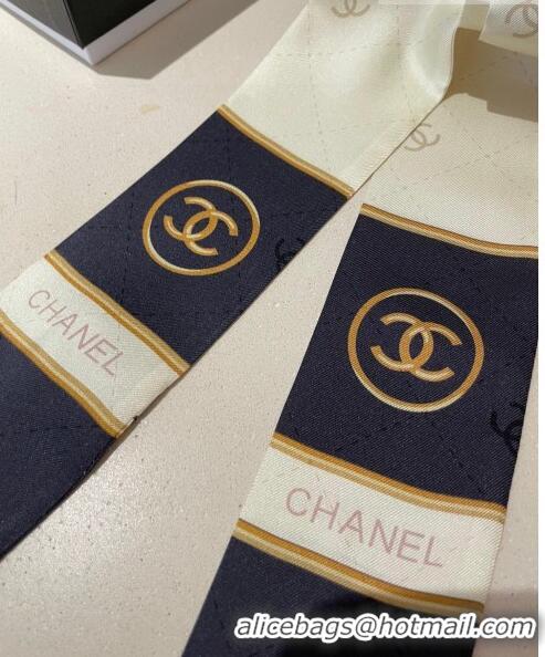 Top Quality Chanel Silk Bandeau Scarf H71511 White/Black 2023