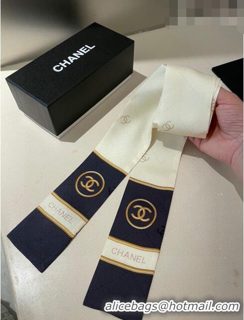 Top Quality Chanel Silk Bandeau Scarf H71511 White/Black 2023