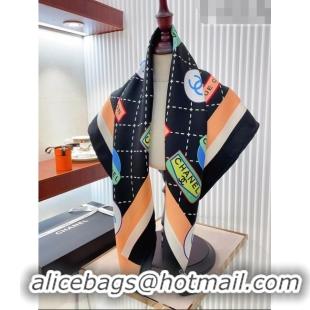 Famous Brand Chanel Silk Bandeau Scarf CH71818 Black 2023