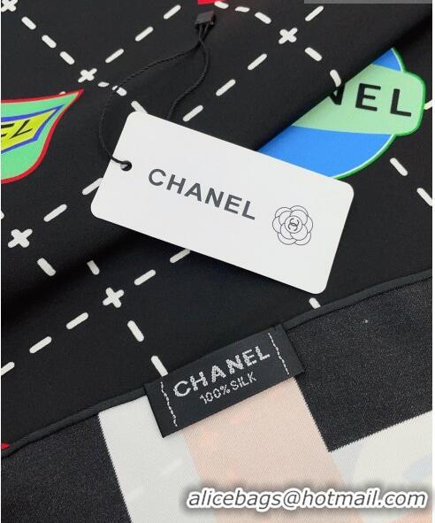 Famous Brand Chanel Silk Bandeau Scarf CH71818 Black 2023