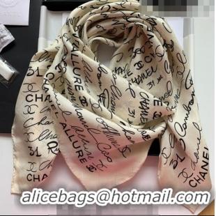 ​Inexpensive Chanel Logo Allover Silk Sqaure Scarf 90x90cm 31060 White 2023