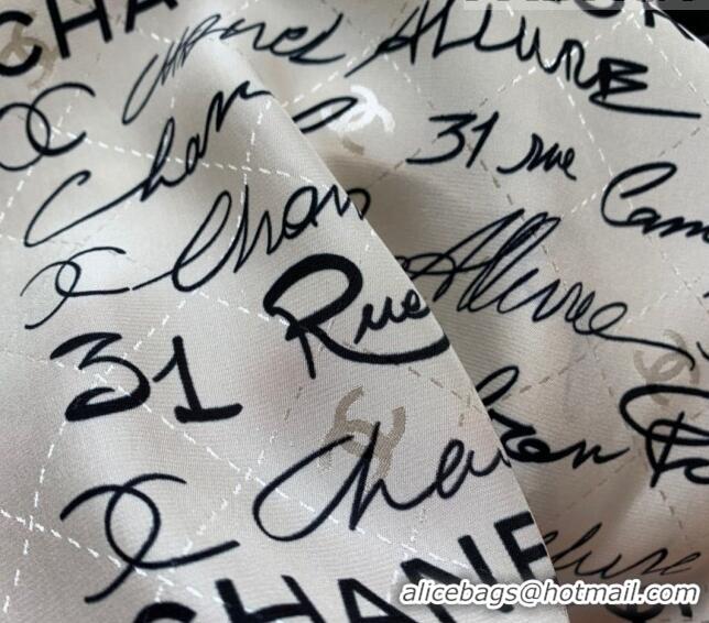 ​Inexpensive Chanel Logo Allover Silk Sqaure Scarf 90x90cm 31060 White 2023