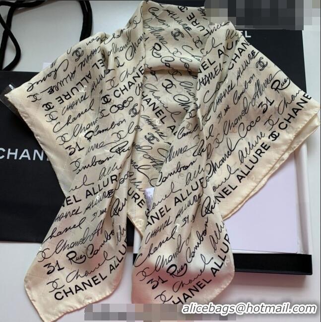 ​Inexpensive Chanel Logo Allover Silk Sqaure Scarf 90x90cm 31060 White 2023