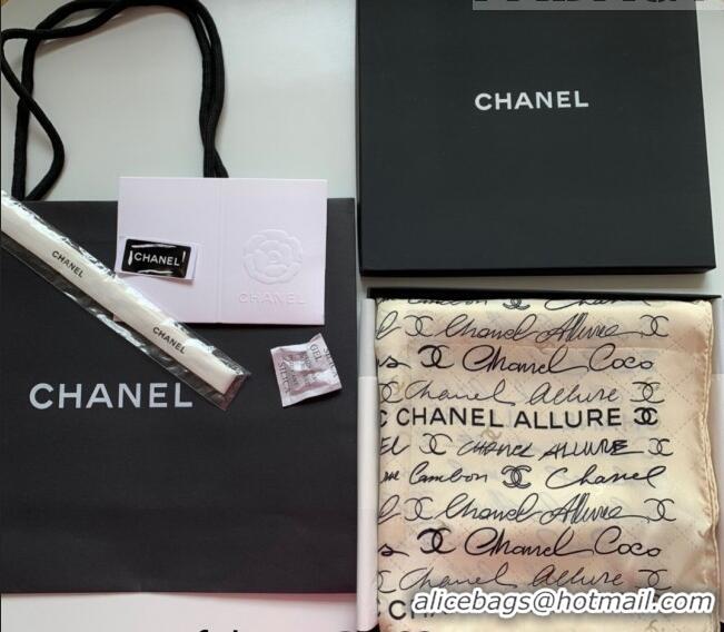 ​Inexpensive Chanel Logo Allover Silk Sqaure Scarf 90x90cm 31060 White 2023