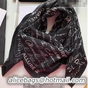 Good Product Chanel Logo Allover Silk Sqaure Scarf 90x90cm 31060 Black 2023