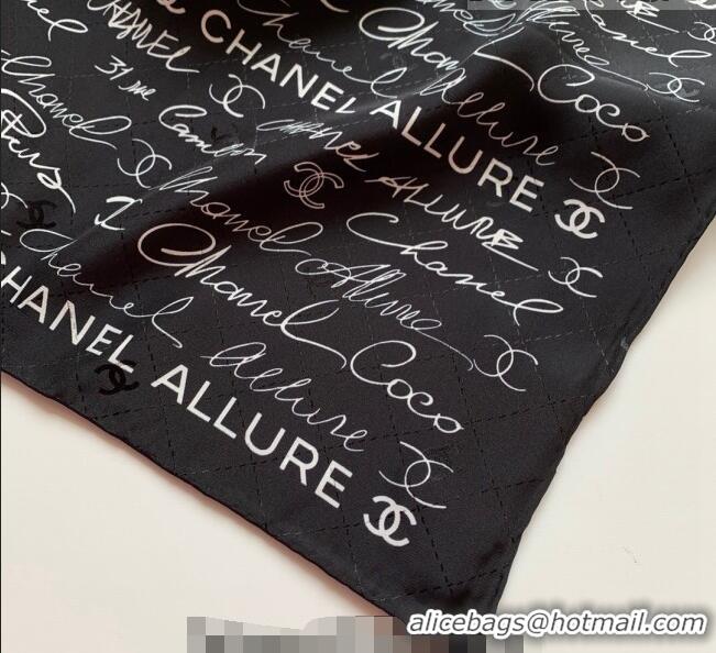 Good Product Chanel Logo Allover Silk Sqaure Scarf 90x90cm 31060 Black 2023