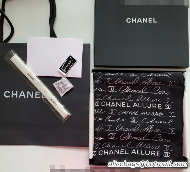 Good Product Chanel Logo Allover Silk Sqaure Scarf 90x90cm 31060 Black 2023