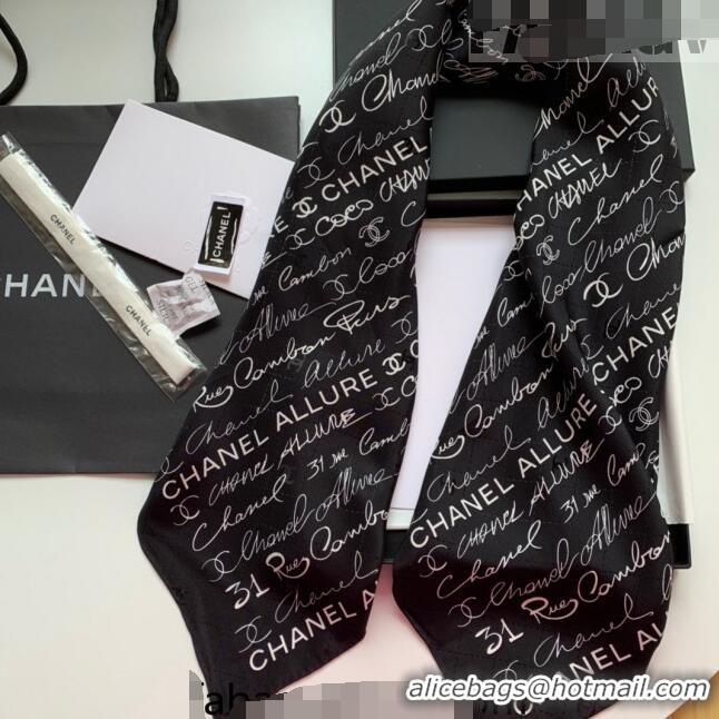 Good Product Chanel Logo Allover Silk Sqaure Scarf 90x90cm 31060 Black 2023