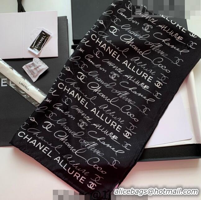 Good Product Chanel Logo Allover Silk Sqaure Scarf 90x90cm 31060 Black 2023