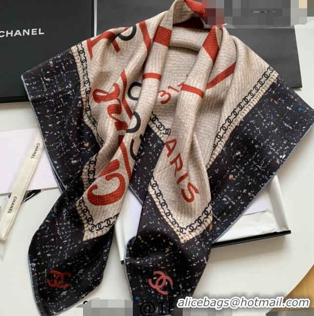 Trendy Design Chanel Silk Sqaure Scarf 90x90cm 0731 Beige/Black 2023