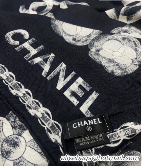 Famous Brand Chanel Cashmere Long Scarf 60x180cm 0807 Black 2023