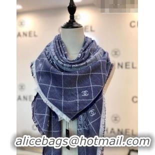 Super Quality Chanel Square Shawl Scarf 140cm 0815 Blue 2023