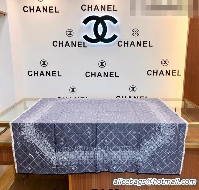 Super Quality Chanel Square Shawl Scarf 140cm 0815 Blue 2023