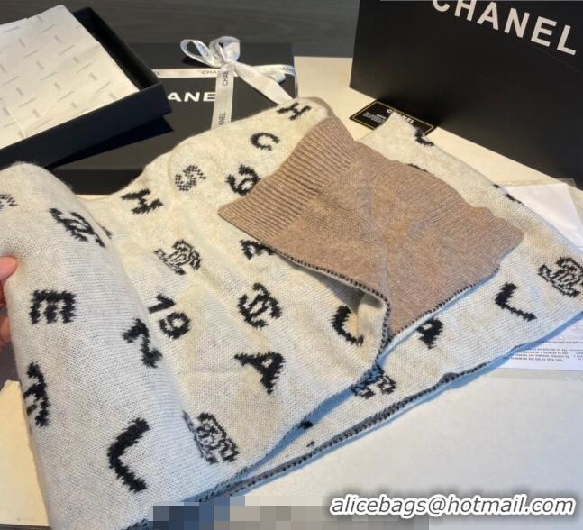 New Design Chanel Cashmere Blend Scarf 35x185cm CH082201 White/Beige 2023