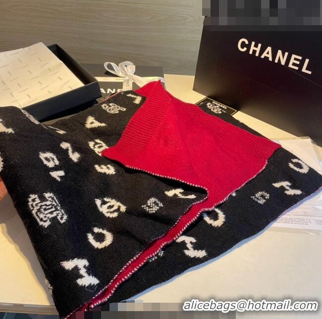 Top Quality Chanel Cashmere Blend Scarf 35x185cm CH082201 Black/Red 2023