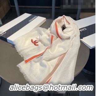 Cheapest Chanel Cashmere Scarf 105x180cm CH082202 White 2023