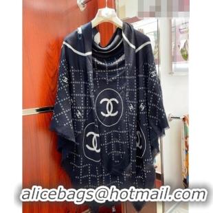 Most Popular Chanel Cashmere Shawl Scarf 140cm CH082301 Black 2023