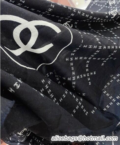 Most Popular Chanel Cashmere Shawl Scarf 140cm CH082301 Black 2023