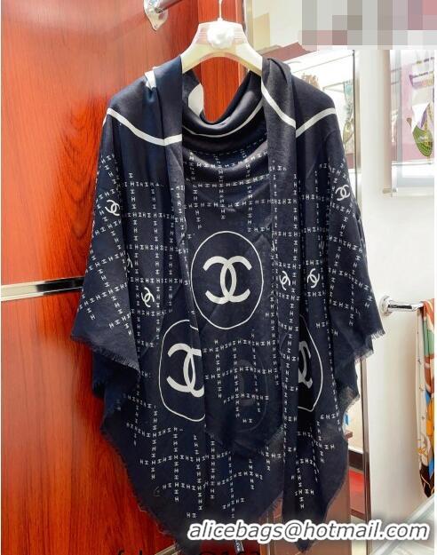 Most Popular Chanel Cashmere Shawl Scarf 140cm CH082301 Black 2023