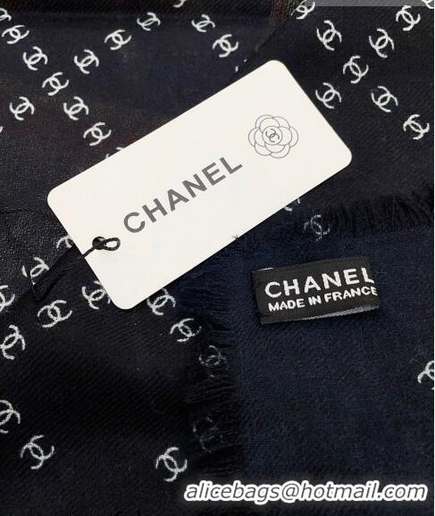 Most Popular Chanel Cashmere Shawl Scarf 140cm CH082301 Black 2023