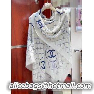 Hot Sell Cheap Chanel Cashmere Shawl Scarf 140cm CH082301 White 2023