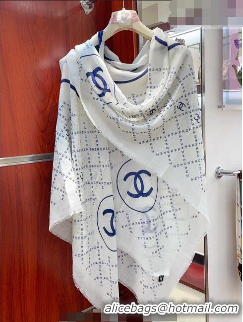 Hot Sell Cheap Chanel Cashmere Shawl Scarf 140cm CH082301 White 2023