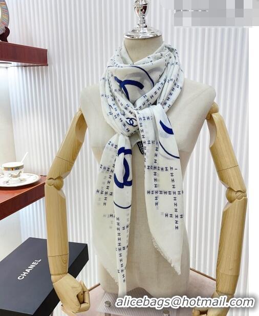 Hot Sell Cheap Chanel Cashmere Shawl Scarf 140cm CH082301 White 2023