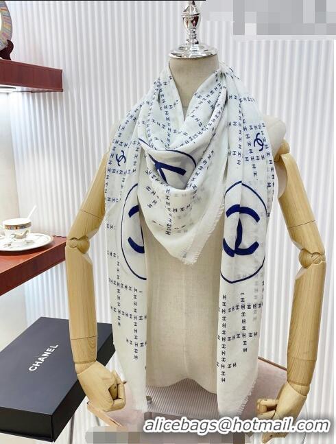 Hot Sell Cheap Chanel Cashmere Shawl Scarf 140cm CH082301 White 2023