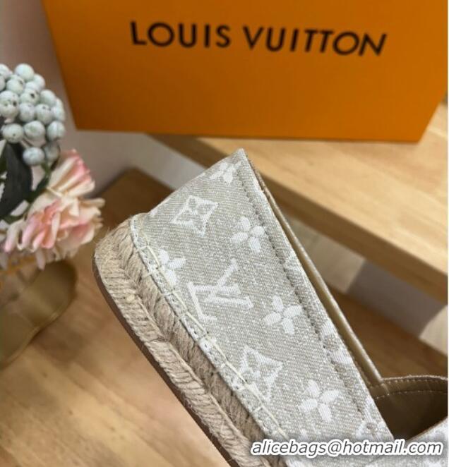 Unique Style Louis Vuitton Starboard Flat Espadrilles in Monogram Denim Beige 607121