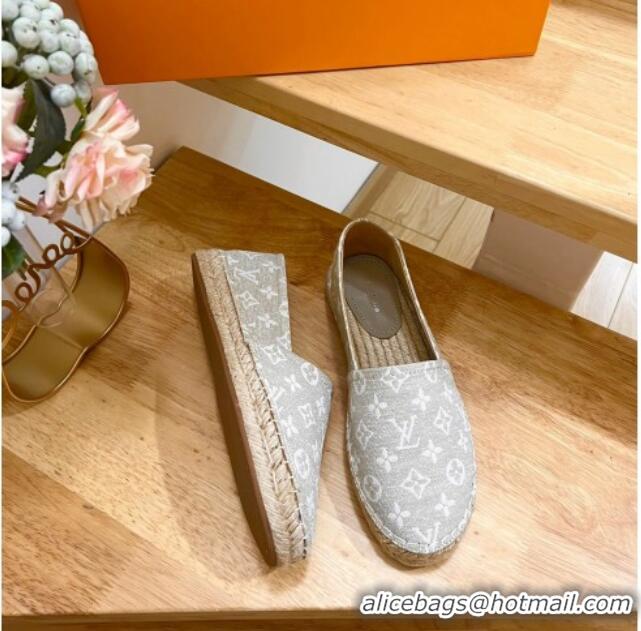 Unique Style Louis Vuitton Starboard Flat Espadrilles in Monogram Denim Beige 607121