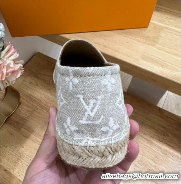 Unique Style Louis Vuitton Starboard Flat Espadrilles in Monogram Denim Beige 607121