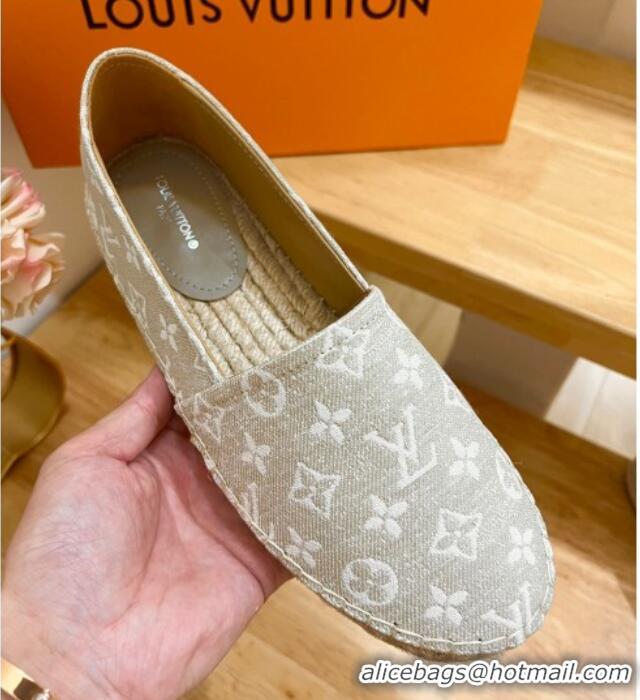 Unique Style Louis Vuitton Starboard Flat Espadrilles in Monogram Denim Beige 607121