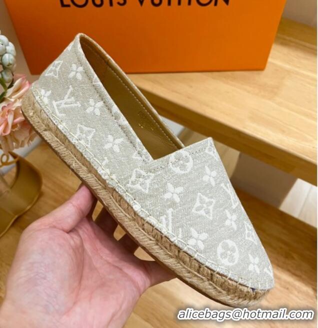 Unique Style Louis Vuitton Starboard Flat Espadrilles in Monogram Denim Beige 607121